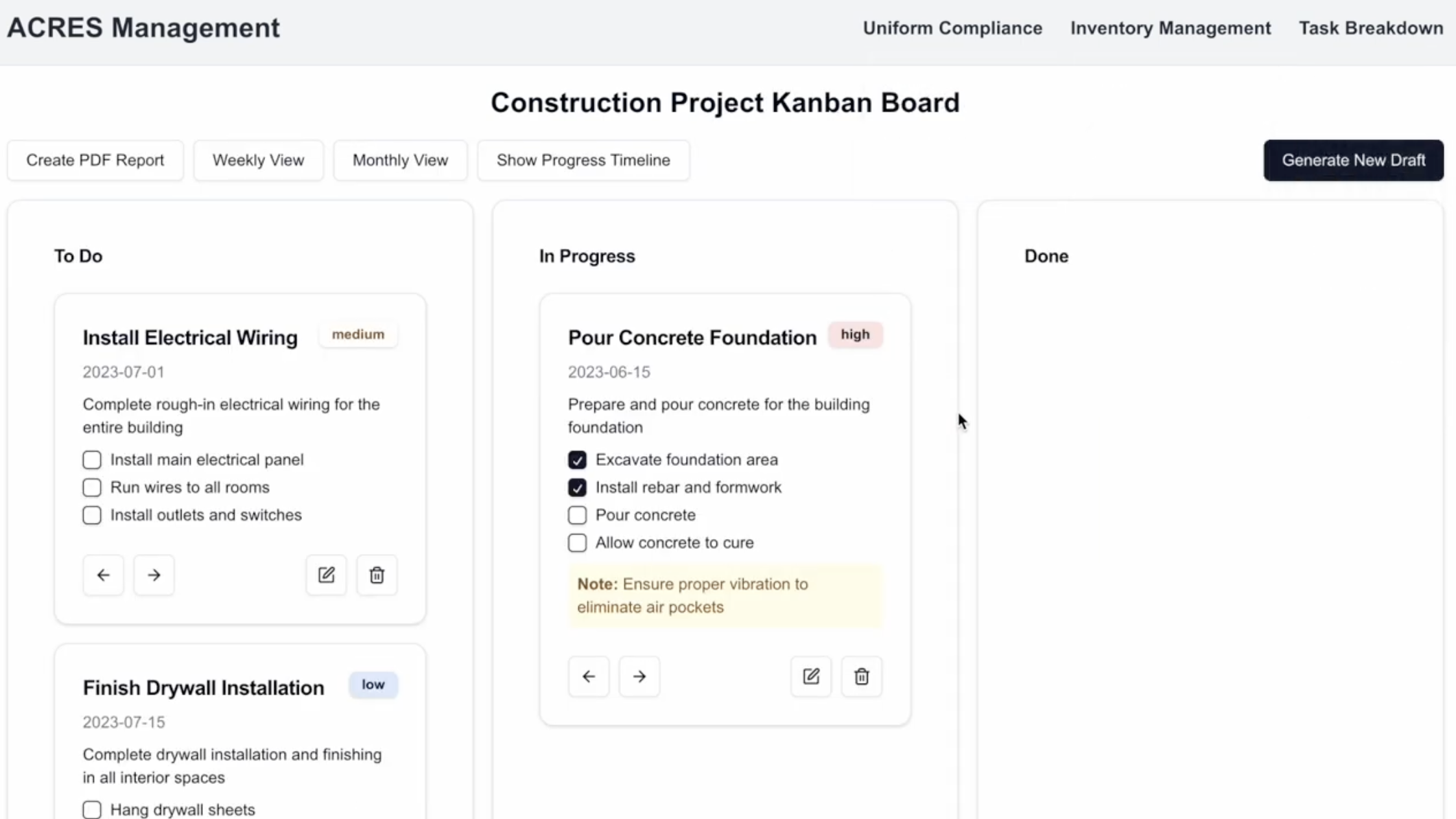 Kanban Board Interface
