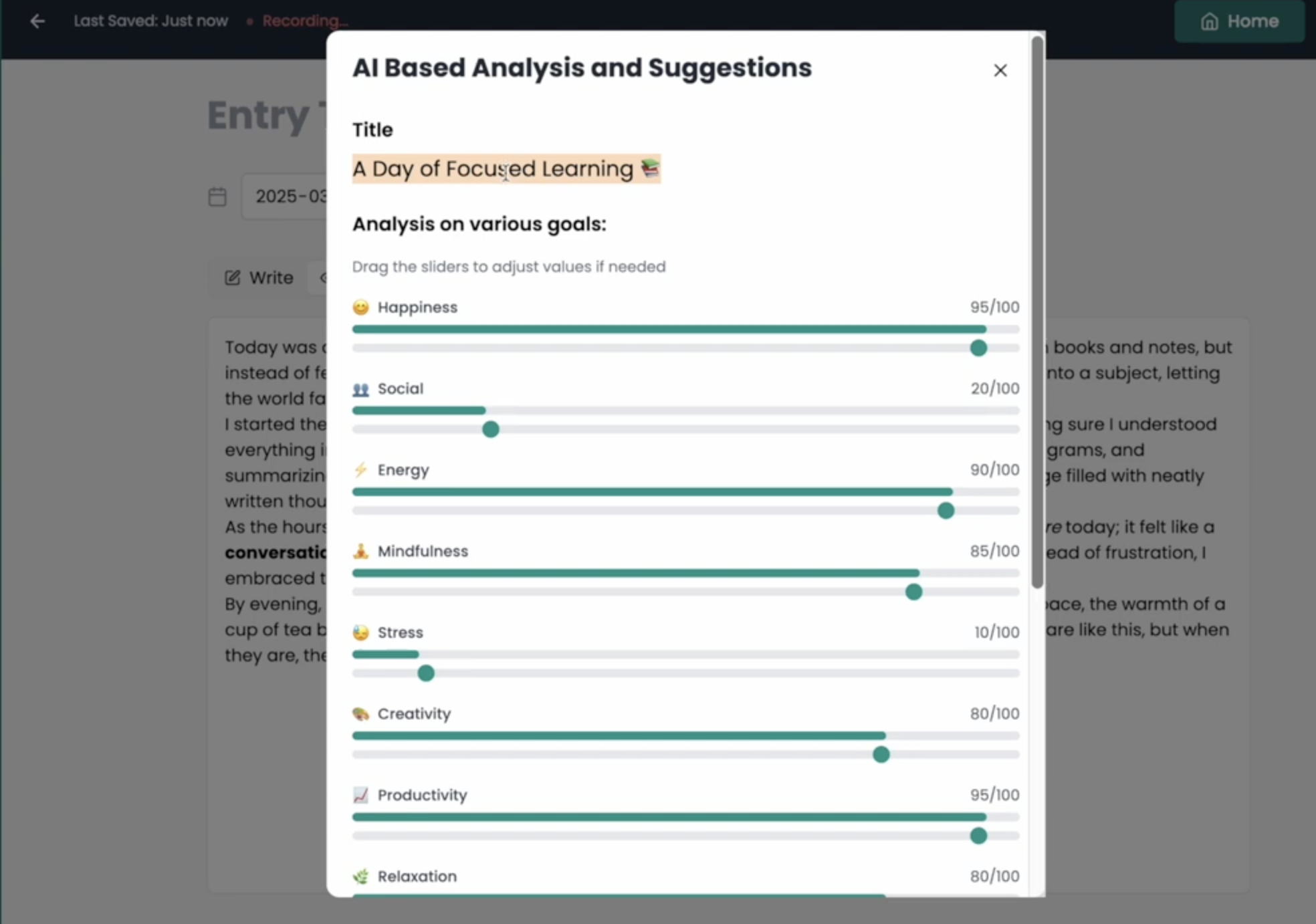 LifeLens AI Analysis Modal